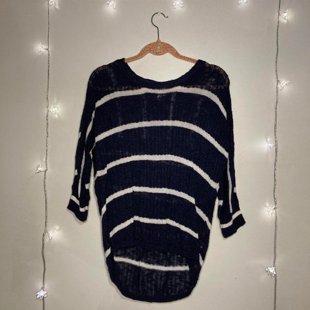 Striped Navy and White Lightweight Women's Sweater